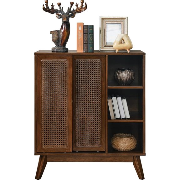 LKTART Modern Storage Cabinet with Rattan Doors