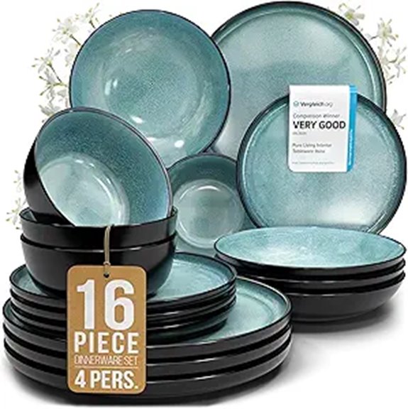 16-Piece Modern Stoneware Dinnerware Set for 4