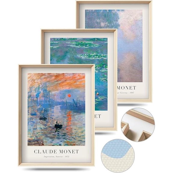 Claude Monet Water Lilies Canvas Wall Art (Set of 3)