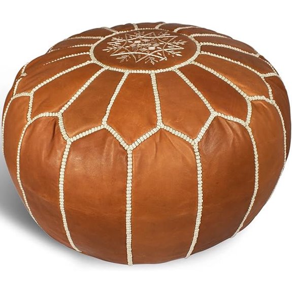 Moroccan Leather Ottoman Pouf for Living Rooms