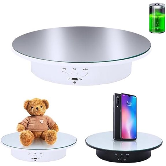 JAYEGT Motorized Rotating Display Stand 360° White