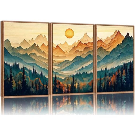 Tinonedraw Mountain Forest Canvas Wall Art Set of 3