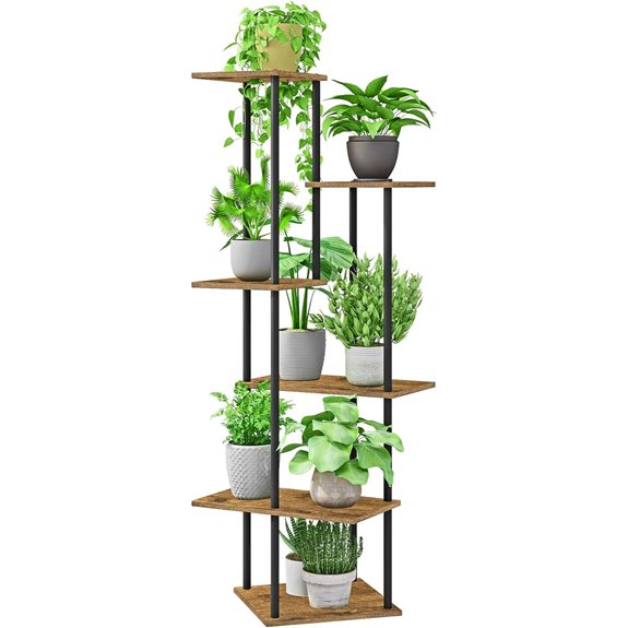 6-Tier Metal Wood Indoor Plant Stand