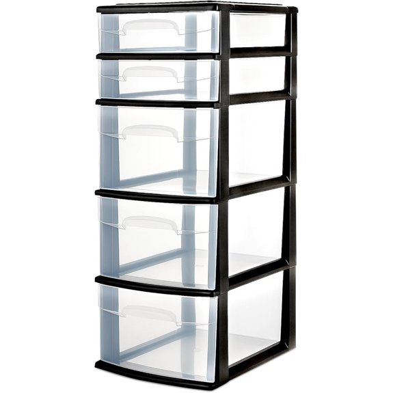 HOMZ 5-Tier Clear Plastic Storage Organizer