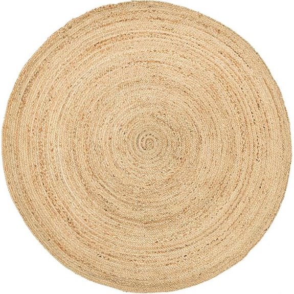 HOMEMONDE Handwoven Jute Rug 4ft Round Natural