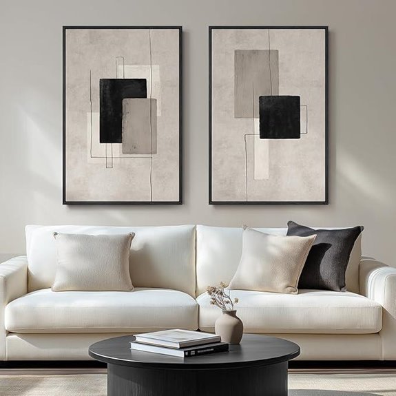 Large Neutral Abstract Wall Art Set of 2