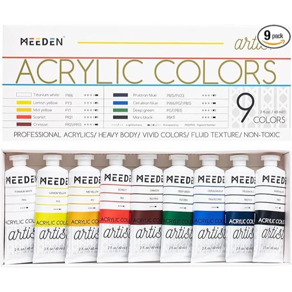 MEEDEN Artist Acrylic Paint Set (9 Tubes 60ml)