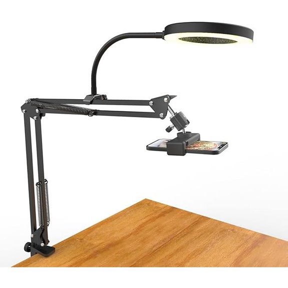Overhead Camera Mount with Ring Light and Phone Arm
