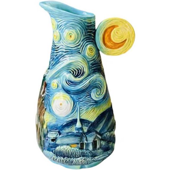 Ceramic Hand-Painted Starry Sky Vase Home Decor Bouquet Holder- 8.7 Tall