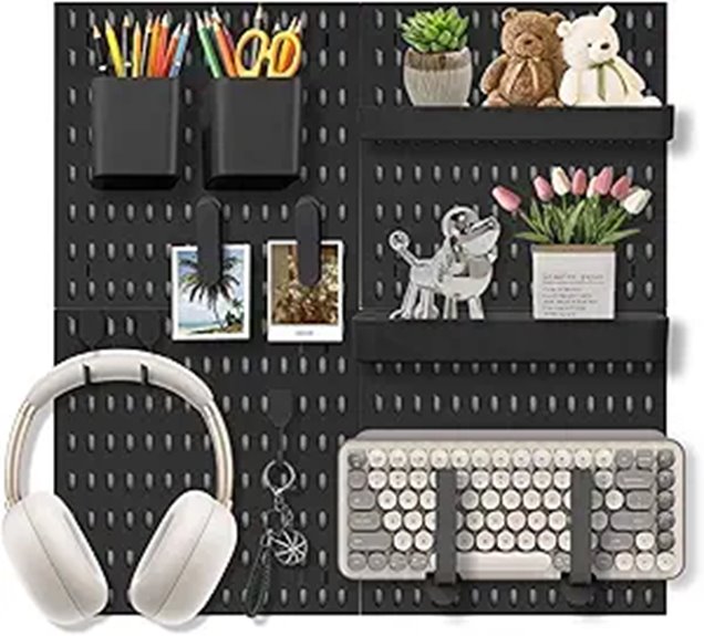 Pegboard Wall Organizer Set with Hooks and Shelves