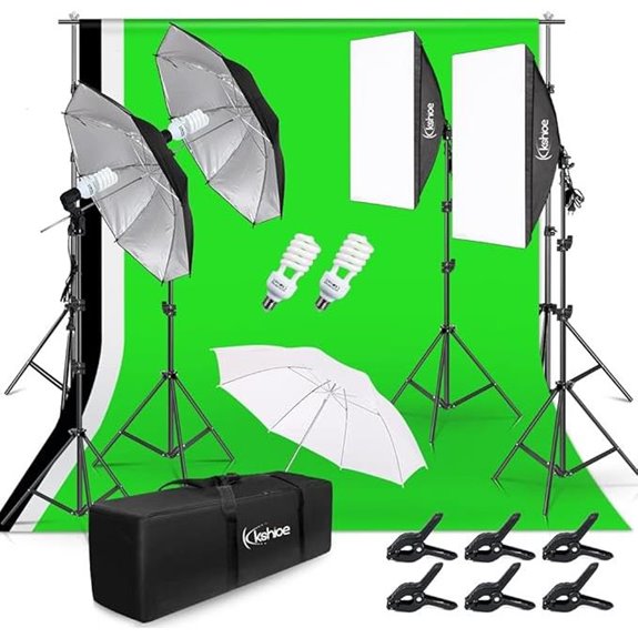 Photo Lighting Kit with Umbrellas and Support System