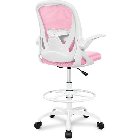 Primy Pink Ergonomic Drafting Office Chair with Armrests