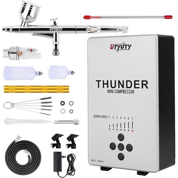 Portable Airbrush Kit with Air Compressor and Adjustable Pressure