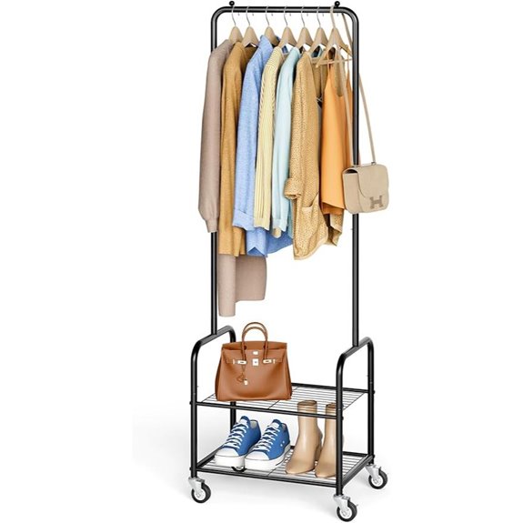 AOODA Small Rolling Clothes Rack with Shelves