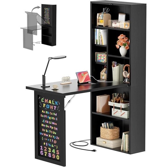 Armocity Small Folding Desk with Outlets and Blackboard