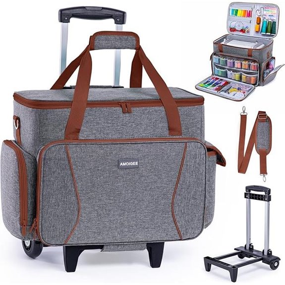 AMOIGEE Rolling Sewing Machine Case with Wheels