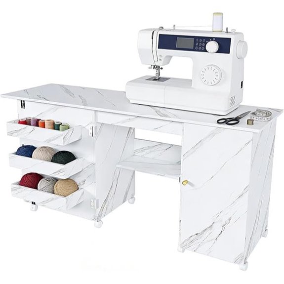 portable sewing table with lockable wheels