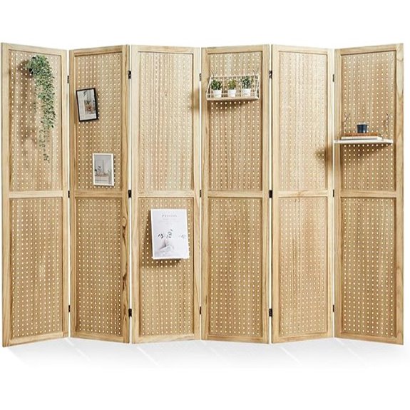 Portable 5.6ft Wooden Pegboard Room Divider