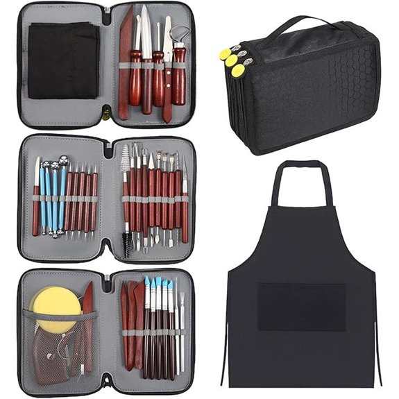 42-Piece Pottery Tools Set with Case and Apron