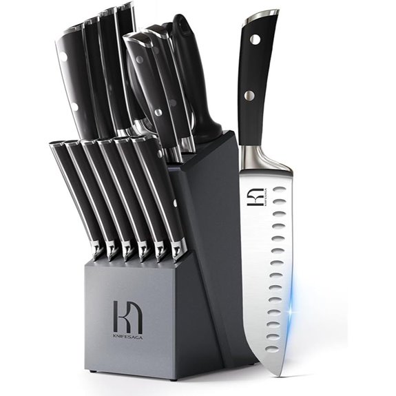 Premium 15-Piece Japanese Kitchen Knife Set with Block