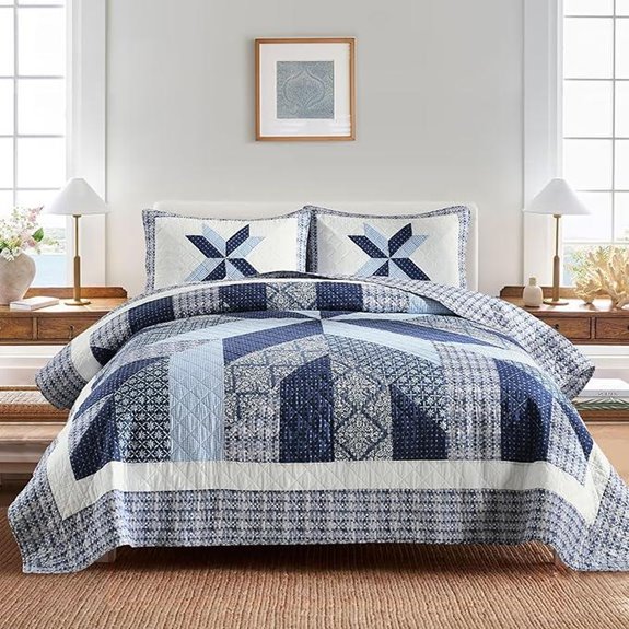 Secgo Quilted Cotton King Comforter Set with Shams