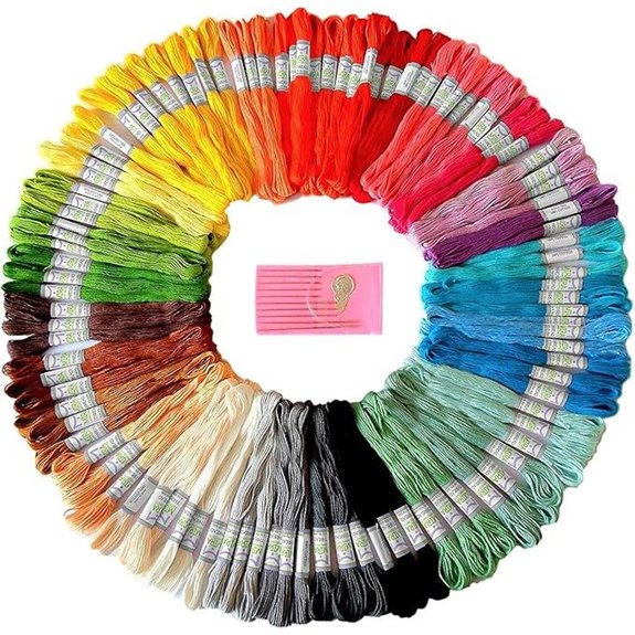Rainbow Color Embroidery Floss Set with Needles and Threader