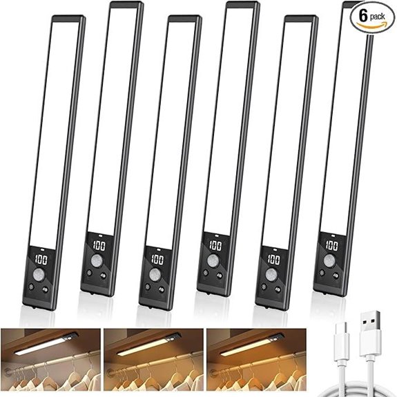 6 Pack Rechargeable Under Cabinet Lights with Display