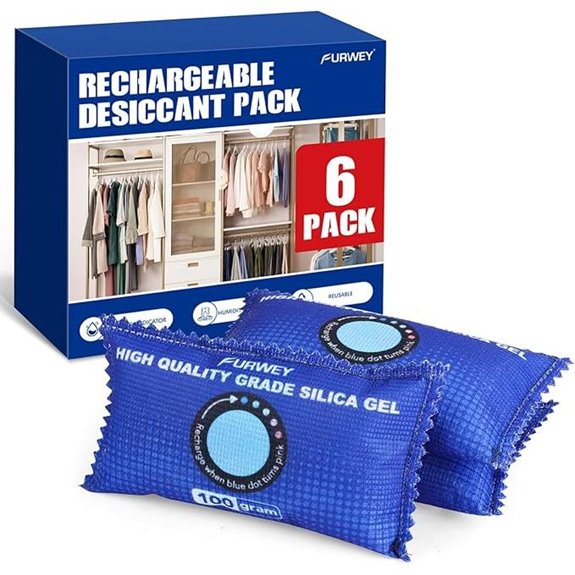Rechargeable Color-Indicating Silica Gel Desiccant Packs (6)