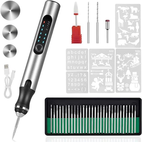 Electric Engraving Pen with Bits USB Rechargeable