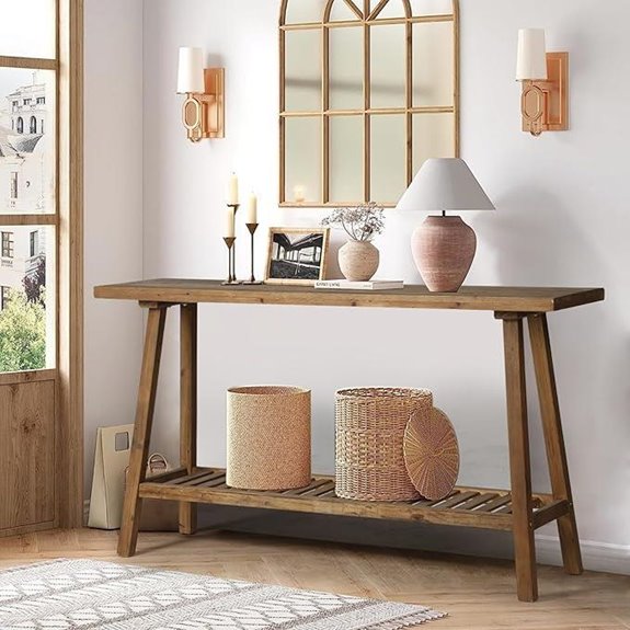 Reclaimed Solid Wood Console Table with 2 Tiers