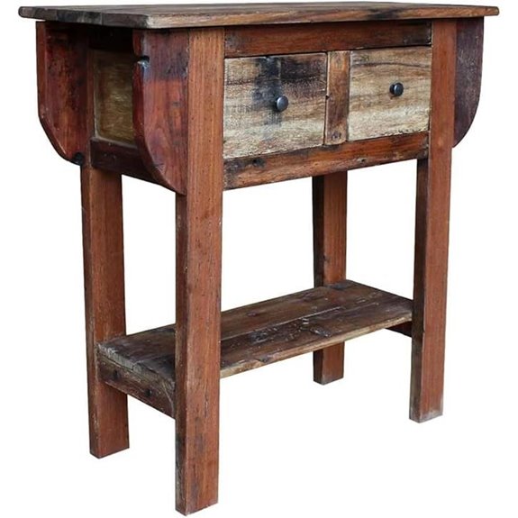 Rustic Reclaimed Wood Console Table with Drawers