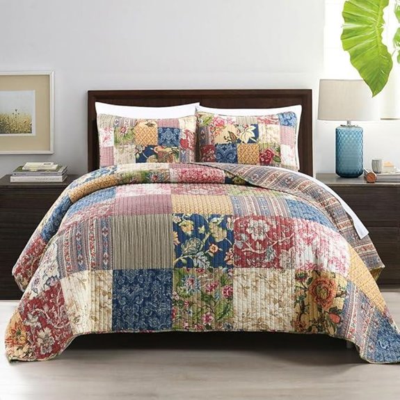 ENASAL Reversible Cotton Quilt Bedspread Set King