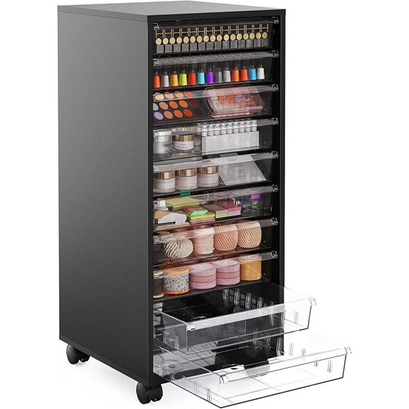 WOPITUES Rolling Storage Cart with 10 Clear Drawers
