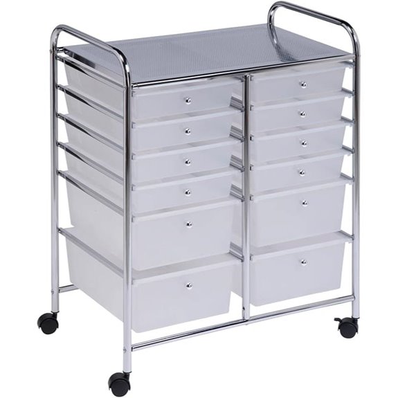 Honey-Can-Do Rolling Storage Cart and Organizer with 12 Plastic Drawers