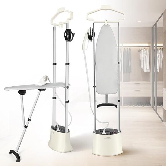 Standing Garment Steamer with Rotating Head and Foldable Board