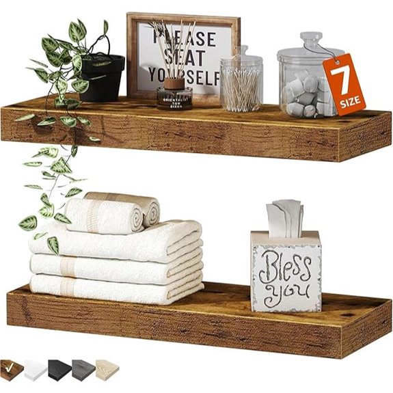 QEEIG Wall-Mounted Floating Shelves 15.7 Rustic Brown Set
