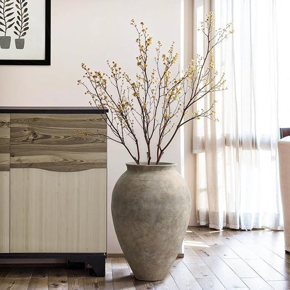 LuxenHome Rustic Ceramic Floor Vase 17.7 Tall