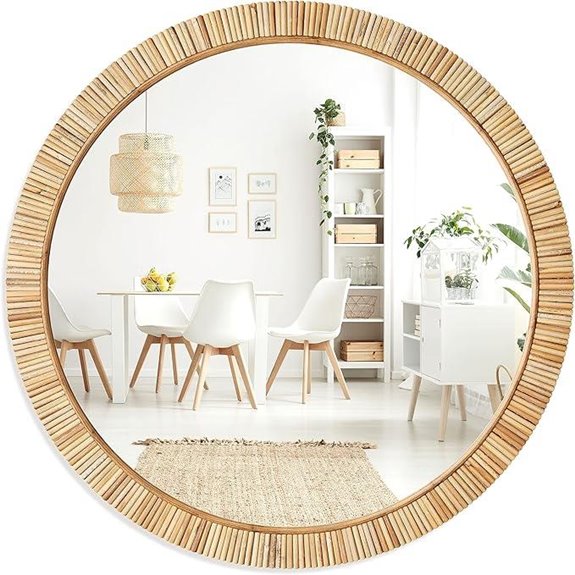 Barnyard Rattan Bathroom Mirror – Rustic Farmhouse Style