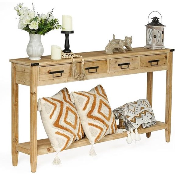 Rustown Farmhouse Console Table with 4 Drawers