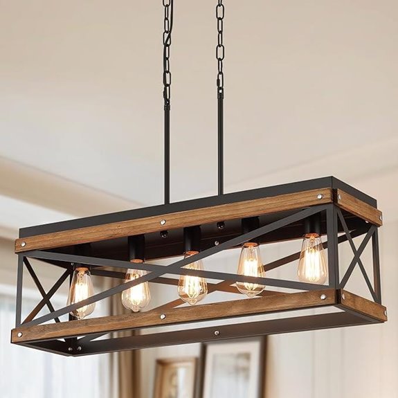 Rustic Farmhouse Wood Kitchen Island Pendant Light
