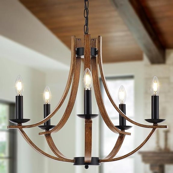 Farmhouse 22 Wooden Chandelier with 5 Lights