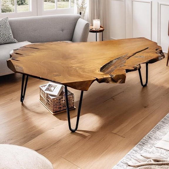 Wood Live Edge Coffee Table for Living Room