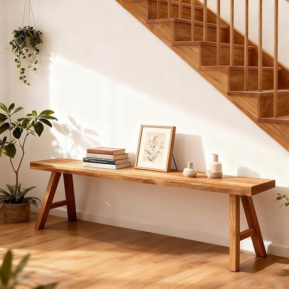 Rustic Indoor Entryway Bench with Solid Wood Design