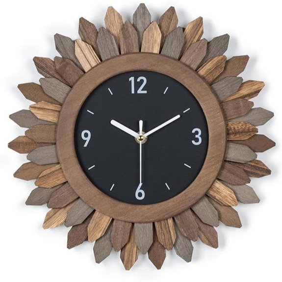Honiway Rustic 12-inch Wall Clock with Sunburst Design