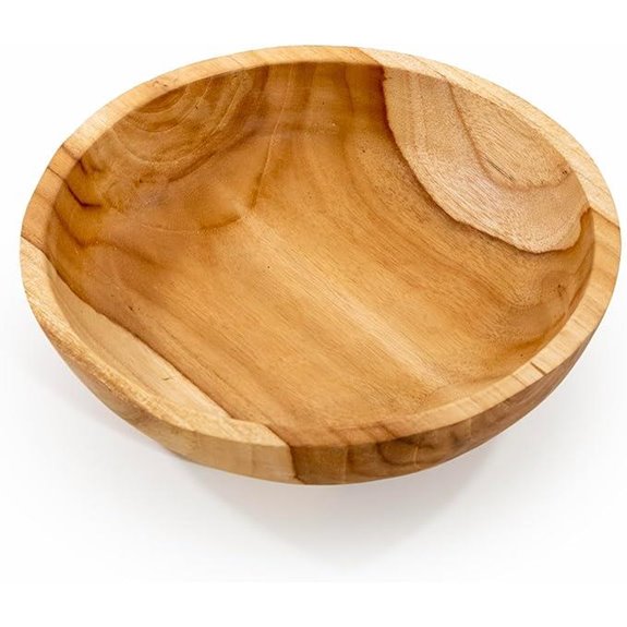 ANDALUCA Rustic Teak Wood Hand Carved Organic Bowl (11-12 Diameter)