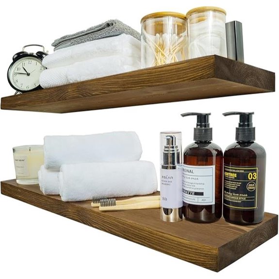 Wood Floating Shelves Set of 2 24 Inch Rustic Walnut