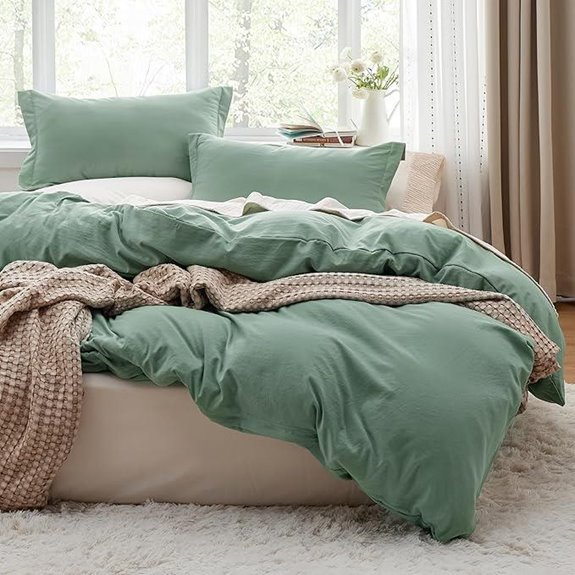 Bedsure Sage Green Queen Duvet Cover Bedding Set