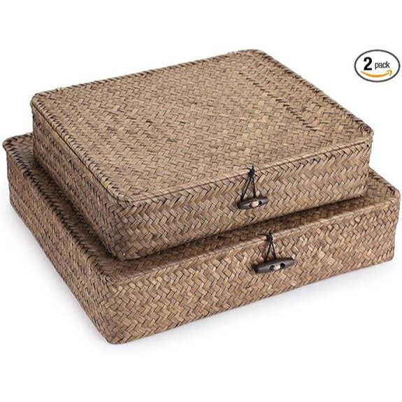Hipiwe Woven Seagrass Storage Bins with Lids (2)