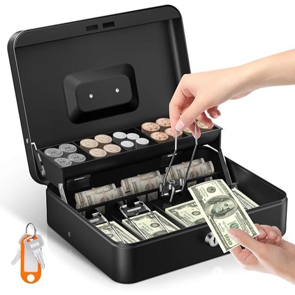 Uniclife Lockable Cash Box with Money Tray