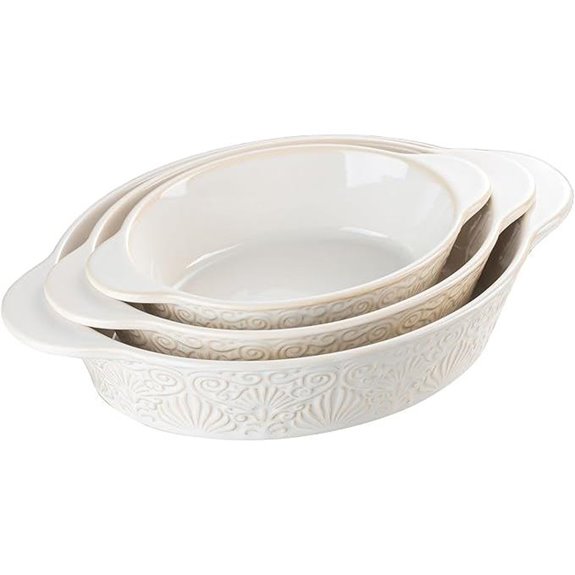 Ceramic Oval Baking Dishes Set of 3 with Handles